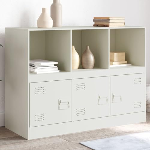 QZZCED Sideboard Weiß Wohnzimmerschrank für Schlafzimmer Wohnzimmer 99x39x73 cm Stahl von QZZCED