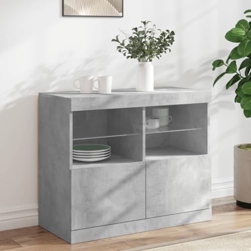 QZZCED Sideboard mit LED-Leuchten Betongrau Wohnzimmerschrank für Wohnzimmer Diele 81x37x67 cm von QZZCED