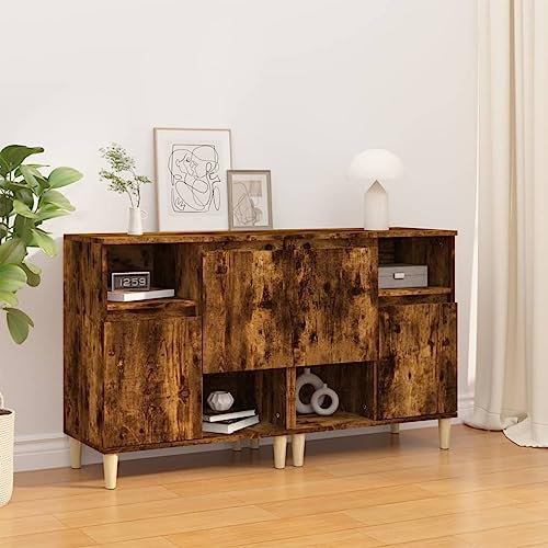 QZZCED Sideboards 2 STK. Räuchereiche Anrichte für Wohnzimmer 60x35x70 cm Holzwerkstoff von QZZCED