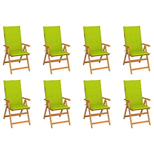 QZZCED Strandkörbe Outdoor Stühle Campingstuhl Terrassenstühle Garten-Liegestühle mit Kissen 8 STK. Massivholz Teak für Terrasse, Garten, Balkon von QZZCED