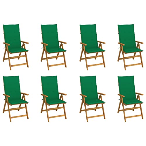 QZZCED Strandkörbe Outdoor Stühle Terrassenstühle Campingstuhl Klappbare Gartenstühle mit Kissen 8 STK. Massivholz Akazie für Terrassen, Gärten, Innenhöfe von QZZCED