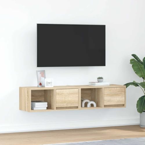 QZZCED TV-Schränke 2 STK. Sonoma-Eiche Medienschrank Konsole für Wohnzimmer Schlafzimmer 60x31x25,5 cm Holzwerkstoff von QZZCED