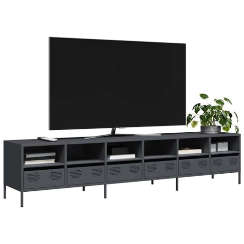 QZZCED TV-Schrank Anthrazit Konsole Multifunktionaler TV-Ständer für Büro Arbeitszimmer 202x39x43,5 cm Kaltgewalzter Stahl QZZCED TV-Schrank Anthrazit Konsole Multifunktionaler TV-Ständer für Büro Arbeitszimmer 202x39x43,5 cm Kaltgewalzter Stahl von QZZCED