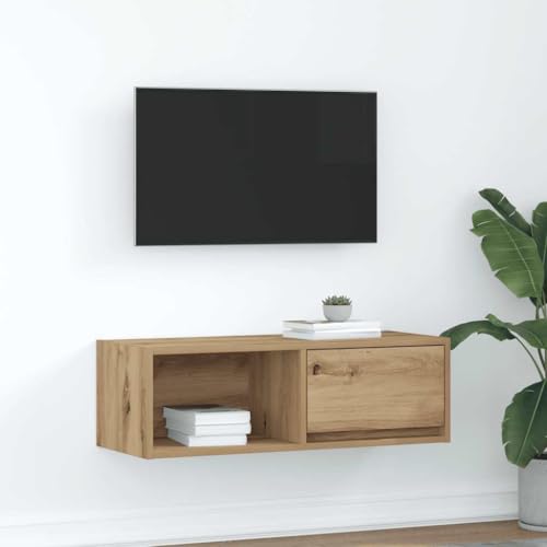 QZZCED TV-Schrank Artisan-Eiche TV Möbel Wohnzimmertisch für Büro Wohnzimmer 80x31x25,5 cm Holzwerkstoff von QZZCED