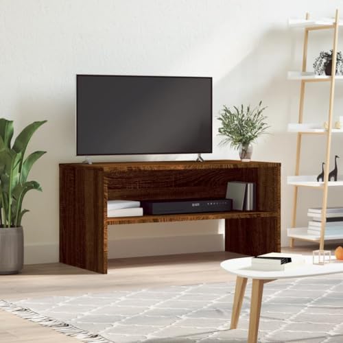 QZZCED TV-Schrank Braun Eiche-Optik Multifunktionaler TV-Ständer Medienschrank für Arbeitszimmer Schlafzimmer 80x40x40 cm Holzwerkstoff von QZZCED