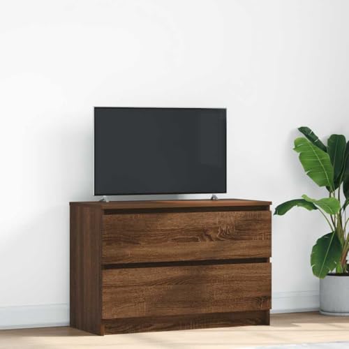 QZZCED TV-Schrank Braun Eichen-Optik Multifunktionaler TV-Ständer Fernsehtisch für Arbeitszimmer Büro 80x35x54 cm Holzwerkstoff von QZZCED
