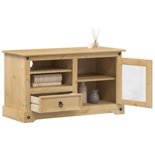 QZZCED TV-Schrank Corona TV Schrank TV Regal für Empfangsraum Büro 100x45x58 cm Massivholz Kiefer von QZZCED