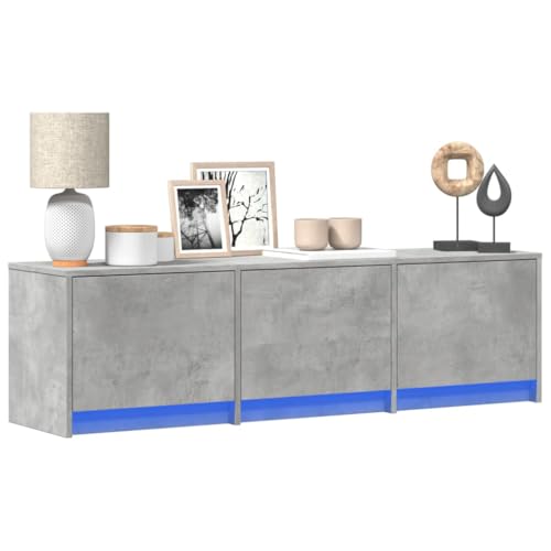 QZZCED TV-Schrank LED Betongrau Wohnzimmerschrank Multifunktionaler TV-Ständer für Schlafzimmer Empfangsraum 140x34x40 cm Holzwerkstoff von QZZCED