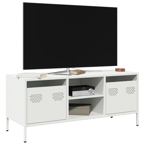 QZZCED TV-Schrank Weiß Fernsehmöbel TV Möbel für Wohnzimmer Empfangsraum 101,5x39x43,5 cm Kaltgewalzter Stahl von QZZCED