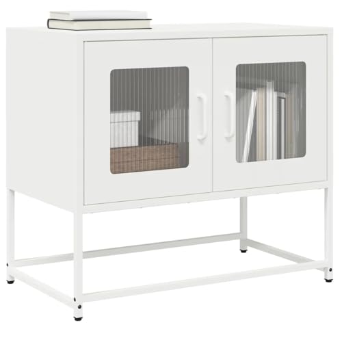 QZZCED TV-Schrank Weiß Fernsehschrank Konsole für Schlafzimmer Wohnzimmer 68x39x60,5 cm Kaltgewalzter Stahl von QZZCED