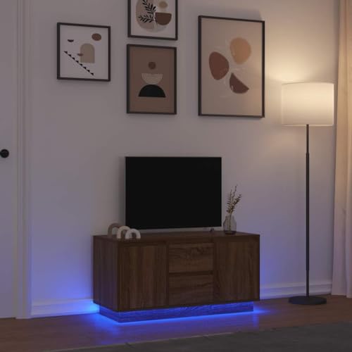 QZZCED TV-Schrank mit LED-Leuchten Braun Eichen-Optik Fernsehmöbel Multifunktionaler TV-Ständer für Arbeitszimmer Empfangsraum 100x41x50 cm QZZCED TV-Schrank mit LED-Leuchten Braun Eichen-Optik Fernsehmöbel Multifunktionaler TV-Ständer für Arbeitszimmer Empfangsraum 100x41x50 cm von QZZCED