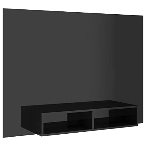 QZZCED TV-Sideboard Fernsehschrank TV-Ständer tv Tisch TV-Wandschrank Hochglanz-Schwarz 135x23,5x90 cm Holzwerkstoff für Wohnzimmer Schlafzimmer Unterhaltungsgerät von QZZCED