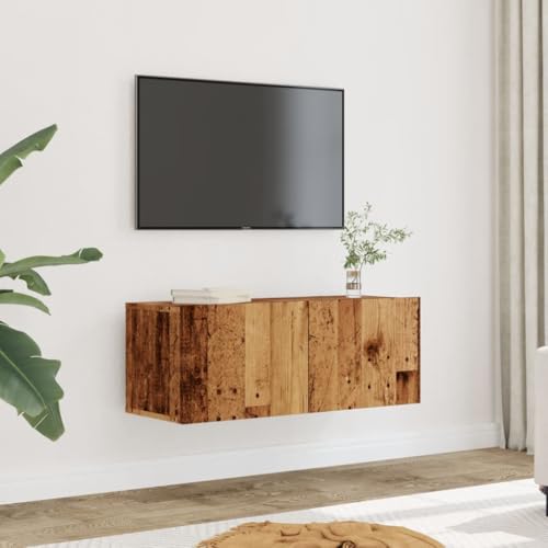 QZZCED TV-Wandschränke 2 STK. Altholz-Optik TV Möbel TV Regal für Arbeitszimmer Schlafzimmer 80x30x30 cm von QZZCED