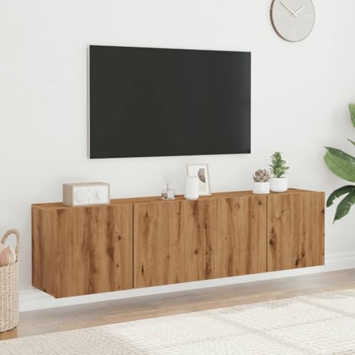 QZZCED TV-Wandschränke 2 STK. Artisan-Eiche TV Sideboard Konsole für Empfangsraum Wohnzimmer 80x30x41 cm von QZZCED