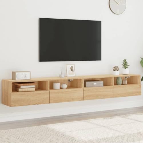 QZZCED TV-Wandschränke 2 STK. Sonoma-Eiche TV Regal TV Schrank für Schlafzimmer Arbeitszimmer 100x30x30 cm Holzwerkstoff von QZZCED