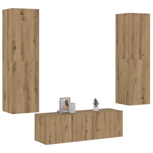 QZZCED TV-Wandschränke 3 STK. Artisan-Eiche Holzwerkstoff TV Möbel Multifunktionaler TV-Ständer für Büro Wohnzimmer von QZZCED