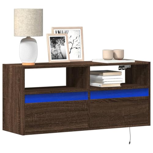 QZZCED TV-Wandschrank LED-Beleuchtung Braun Eichen-Optik Wohnzimmerschrank TV Schrank für Büro Empfangsraum 100x31x45 cm QZZCED TV-Wandschrank LED-Beleuchtung Braun Eichen-Optik Wohnzimmerschrank TV Schrank für Büro Empfangsraum 100x31x45 cm von QZZCED