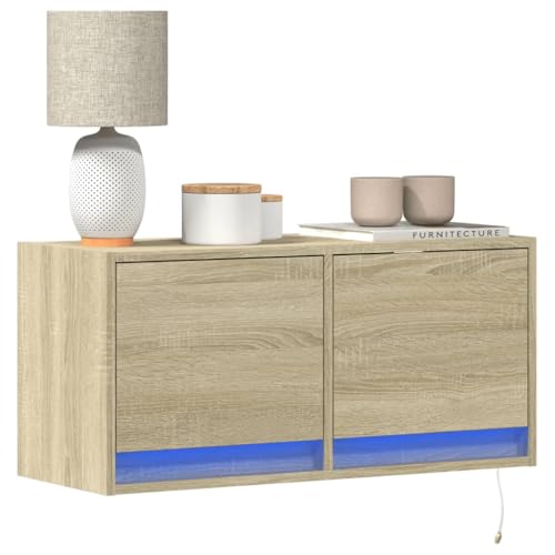 QZZCED TV-Wandschrank mit LED-Beleuchtung Sonoma-Eiche Wohnzimmerschrank TV Schrank für Büro Wohnzimmer 80x31x38 cm QZZCED TV-Wandschrank mit LED-Beleuchtung Sonoma-Eiche Wohnzimmerschrank TV Schrank für Büro Wohnzimmer 80x31x38 cm von QZZCED