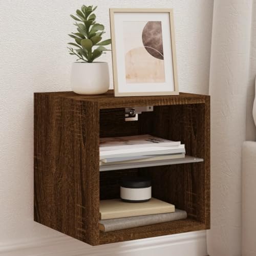 QZZCED TV-Wandschrank mit LED-Leuchten Braun Eichen-Optik Konsole Fernsehschrank für Schlafzimmer Wohnzimmer 30x28,5x30cm QZZCED TV-Wandschrank mit LED-Leuchten Braun Eichen-Optik Konsole Fernsehschrank für Schlafzimmer Wohnzimmer 30x28,5x30cm von QZZCED