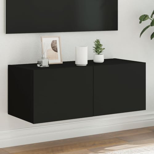 QZZCED TV-Wandschrank mit LED-Leuchten Schwarz Medienschrank TV Sideboard für Empfangsraum Schlafzimmer 80x35x31 cm QZZCED TV-Wandschrank mit LED-Leuchten Schwarz Medienschrank TV Sideboard für Empfangsraum Schlafzimmer 80x35x31 cm von QZZCED
