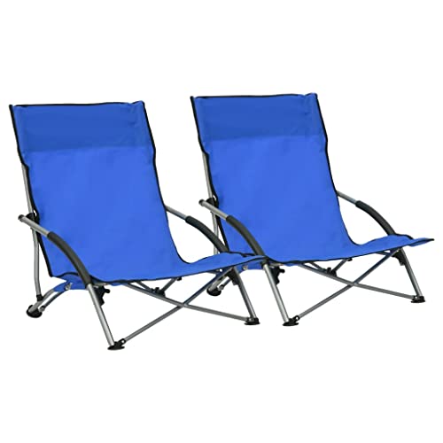 QZZCED Terrassenstühle Campingstuhl Strandkörbe Outdoor Stühle Klappbare Strandstühle 2 STK. Blau Stoff für Terrasse, Garten, Balkon von QZZCED