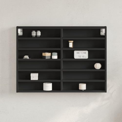 QZZCED Vitrinenschrank Schwarz Bücherregal Regal für Deko für Bad Küche 80x8,5x58 cm Holzwerkstoff von QZZCED