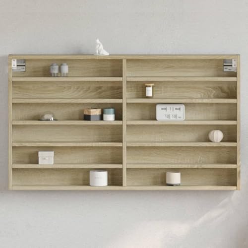 QZZCED Vitrinenschrank Sonoma-Eiche Regal für Deko Dekoratives Wandregal für Büro Küche 100x8,5x58 cm Holzwerkstoff von QZZCED