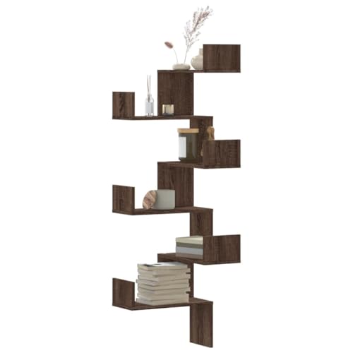 QZZCED Wand-Eckregal Braun Eichen-Optik Aufbewahrungsregal Schweberegal für Büro Schlafzimmer 45x45x147 cm Holzwerkstoff QZZCED Wand-Eckregal Braun Eichen-Optik Aufbewahrungsregal Schweberegal für Büro Schlafzimmer 45x45x147 cm Holzwerkstoff von QZZCED