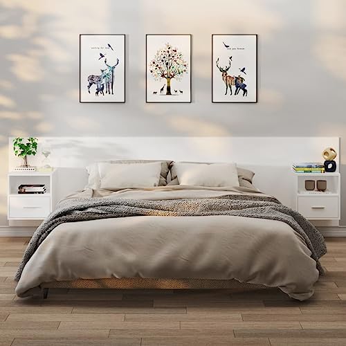 QZZCED Wand-Nachttische 2 STK. Weiß Nachtkommoden Nachtmöbel für Schlafzimmer von QZZCED