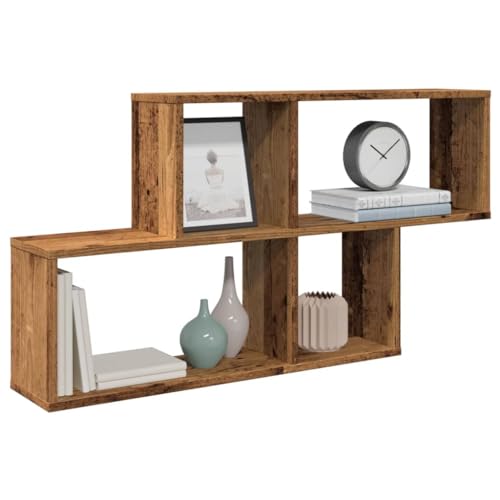 QZZCED Wandregal Altholz-Optik Bücherregal Hängeregal für Schlafzimmer Büro 100x18x53 cm Holzwerkstoff von QZZCED