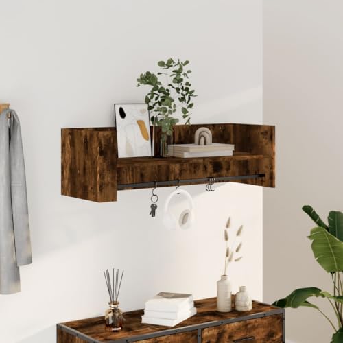 QZZCED Wandregal Räuchereiche Regal Aufbewahrungsregal für Büro Wohnzimmer 100x35x30,5 cm Holzwerkstoff von QZZCED