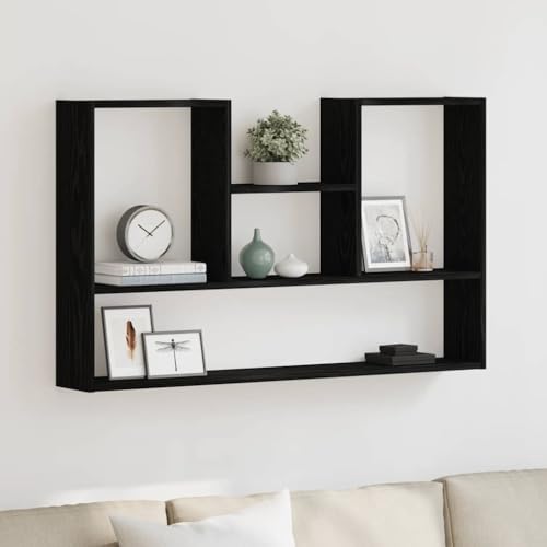 QZZCED Wandregal Schwarz Eichen-Optik Regal für Deko Bücherregal für Bad Büro 99x15x60 cm Holzwerkstoff von QZZCED
