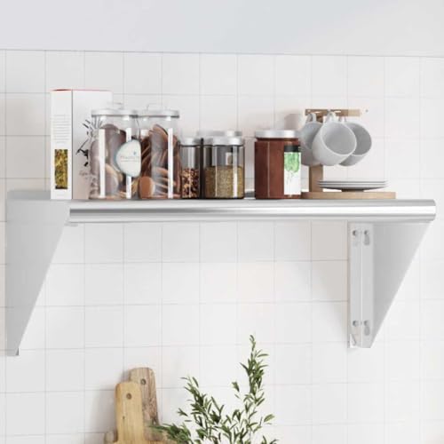 QZZCED Wandregal Wohnzimmerregal Dekoregal für Küche Schlafzimmer 75x30x31 cm Silbern Edelstahl QZZCED Wandregal Wohnzimmerregal Dekoregal für Küche Schlafzimmer 75x30x31 cm Silbern Edelstahl von QZZCED