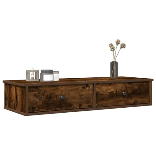 QZZCED Wandregal mit Schubladen Räuchereiche Hängeregal Wandablage für Schlafzimmer 100x37,5x19 cm QZZCED Wandregal mit Schubladen Räuchereiche Hängeregal Wandablage für Schlafzimmer 100x37,5x19 cm von QZZCED