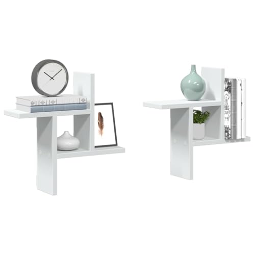 QZZCED Wandregale 2 STK. Weiß Pflanzenregal Regal für Deko für Wohnzimmer Bad 38x12x38 cm Holzwerkstoff von QZZCED