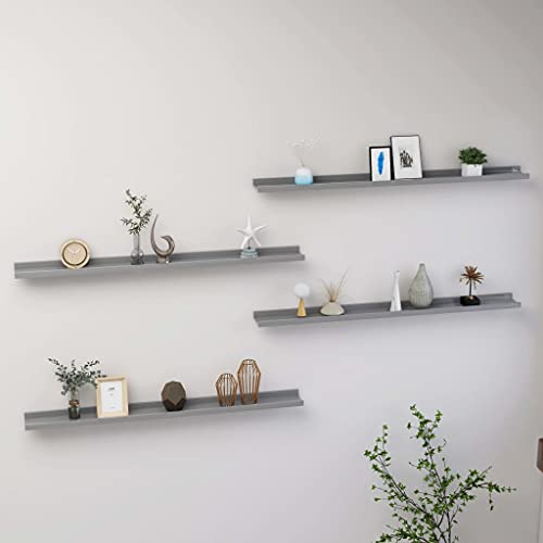 QZZCED Wandregale 4 STK. Grau Wandboard Hängeregal für Küche Schlafzimmer 100x9x3 cm von QZZCED