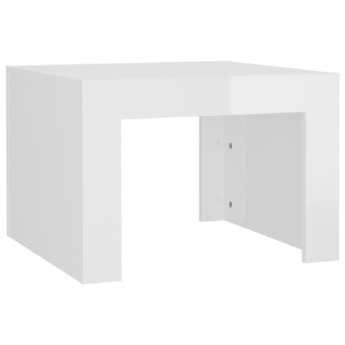 QZZCED Wohnzimmertisch Tisch Wohnzimmer Sofatisch Couchtisch Hochglanz-Weiß 50x50x35 cm Holzwerkstoff für Schlafzimmer, Arbeitszimmer, Büro von QZZCED