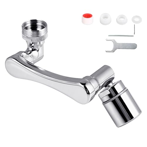 1440° Wasserhahn Verlängerung – Drehbarer Multifunktionaler Verlängerungshahn mit 2-fach einstellbarem - Wasserhahn Aufsatz für Küche und Bad (Silber) von Qacpahucy