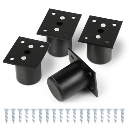 Qacpahucy 4 Stück 5cm Möbelfüße aus Alulegierung Schrankfüße Beine Möbelfüße Verstellbar Sofa Möbelbeine Pour Tables chaises canapés armoires étagères en alliage d'aluminium Avec vis (Schwarz) von Qacpahucy