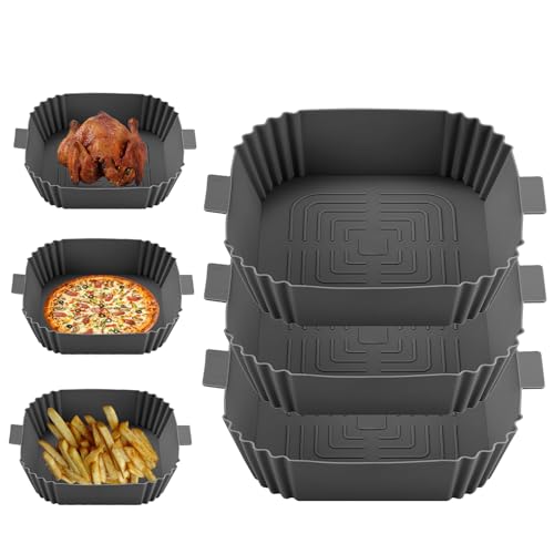 Qacpahucy 3 Stück Silikonform für Heißluftfritteuse - Silikonform mit Griffen - Wiederverwendbar Heißluftfritteuse Zubehör Geeignet(19.5x16.5x5 cm) von Qacpahucy