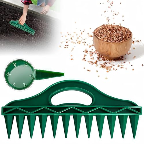 Qacpahucy 3er Set Aussaathilfe Sämaschine Pflanzhilfe 12-Loch Samen-Spender mit verstellbarem Hand-Setzgerät Pikierstab und Pikiergabel ideal für Garten-Aussaat kleine Blumen- und Gemüsesamen Qacpahucy 3er Set Aussaathilfe Sämaschine Pflanzhilfe 12-Loch Samen-Spender mit verstellbarem Hand-Setzgerät Pikierstab und Pikiergabel ideal für Garten-Aussaat kleine Blumen- und Gemüsesamen von Qacpahucy