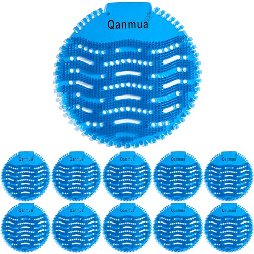 Qanmua 10 Stücke Urinalsieb mit Duft, Urinaleinlage ​Passend Pissoirsieb Lufterfrischer Einsatz 30 Tage Frischewirkung, Urinal Einleger Matte für Jedes ​Pissoir und Urinal Blau Meeresfrische von Qanmua