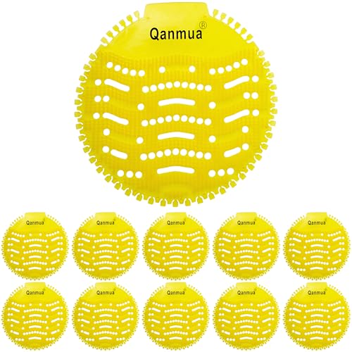 Qanmua 10 Stücke Urinalsieb mit Duft, Urinaleinlage Passend Pissoirsieb Lufterfrischer Einsatz 30 Tage Frischewirkung, Urinal Gelb von Qanmua