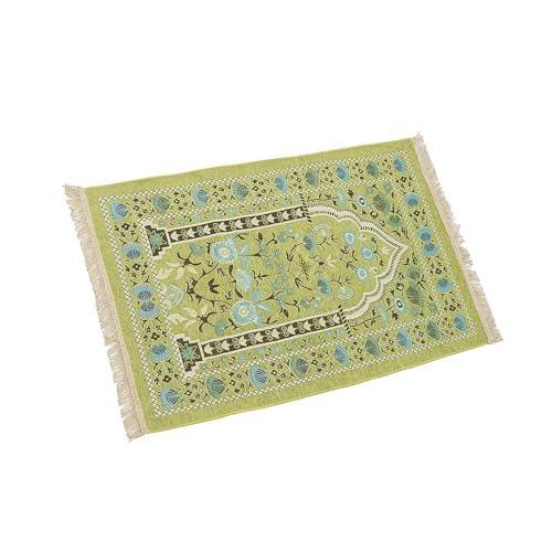 Qaonsciug Gebetsteppich für Muslime mit Quasten, 70 x 110 cm, tragbar, Reise-Gebetsteppich, für Damen, Herren, Blumenmuster, Anbetungsmatte, Decke, Gebetsteppich von Qaonsciug