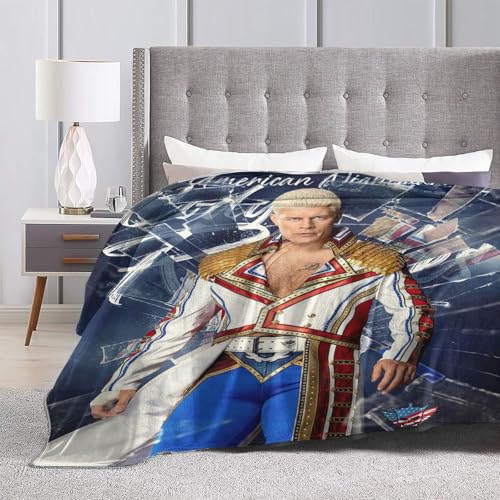 QapLWczK Cody Wrestler Rhodes Überwurfdecke, bequeme Klimaanlagen-Decke, Queen-Size-Decken für alle Jahreszeiten, gemütliche Decken für Auto zum Laufen, 101,6 x 76,2 cm von QapLWczK