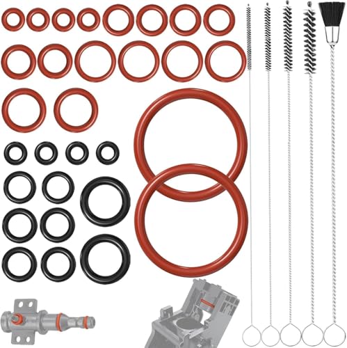 Dichtung O-Ringe für Philips Saeco, 35 Stück Silikon Dichtungsringe Brühgruppe mit Reinigungsbürstenset für Supportventil Dampfventil Auslaufventil kompatibel mit Gaggia Kaffeemaschinen von Qaum