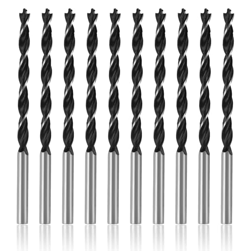 Holzbohrer 4mm 10tlg Holzschlangenbohrer Set Scharfe Stabiles Bruchfestes Professional Holzspiralbohrer mit Zentrierspitze Schlangenbohrer Zubehör Bohrmaschine für Weichholz, Hartholz von Qaum