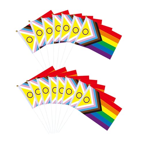 30 Stück Mini Pride Flagge,14 x 21cm Handheld Progress Pride Flagge Gay LGBTQ Rainbow Pride Flagge Klein für Pride Party Deko Pride Paraden von Qaziuy