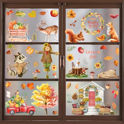 9 Blätter Thanksgiving Fenster Aufkleber, Fensterbilder Herbst Erntedankfest Fensteraufkleber Herbst Selbstklebend Thanksgiving Deko für Thanksgiving Herbst Party Zubehör 9 Blätter Thanksgiving Fenster Aufkleber, Fensterbilder Herbst Erntedankfest Fensteraufkleber Herbst Selbstklebend Thanksgiving Deko für Thanksgiving Herbst Party Zubehör von Qaziuy