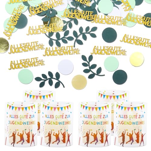 Jugendweihe Deko, 12 Stück Windlicht Tischdeko Jugendweihe & 100 Stück Jugendweihe Konfetti Alles Gute Zur Jugendweihe Windlicht Streudeko Jugendweihe Tischdeko Jugendweihe Junge Mädchen von Qaziuy